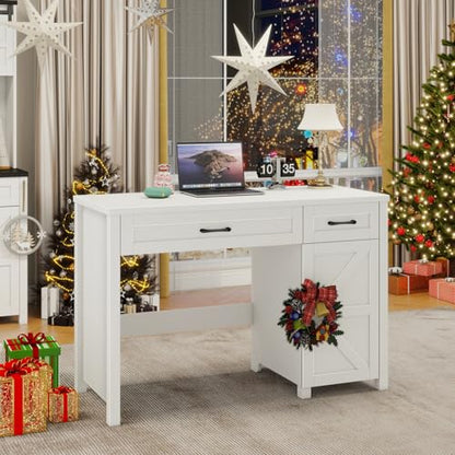 Vabches Farmhouse 47" Executive Desk with Drawers, Cream White - color: Cream White, size: 47"W
