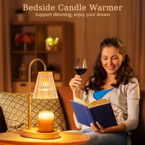 Candle Warmer Lamp with Timer - Electric Candles Wax Warmers Glass Lamps - color: Amber