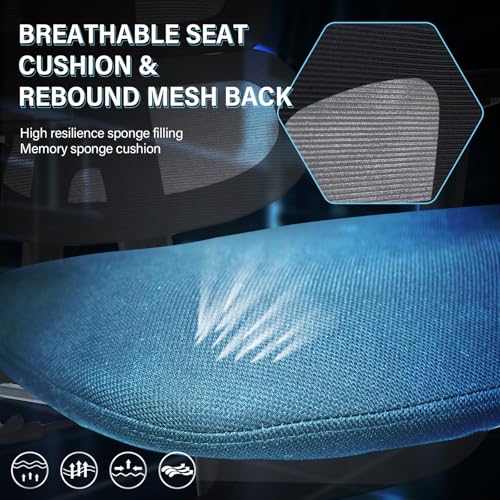 Ergonomic Mesh Office Chair with Retractable Footrest - High Back Computer Chair with Lumbar Support, Adjustable Armrests and Headrest - Adult Multifunctional Home Office Chair, Black - color: Black