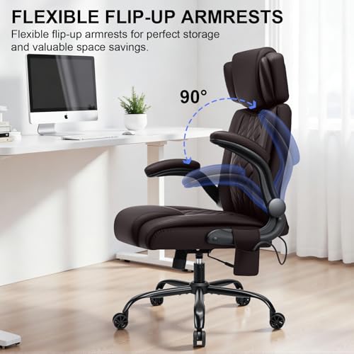 HOFFREE Comfy Computer Chair with Adjustable Lumbar Support (Coffee) - color: Coffee