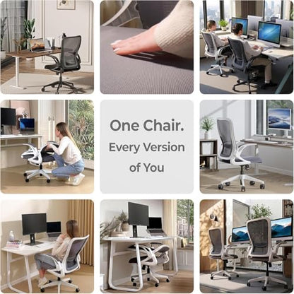 Tervo Model U - Folding Office Chair - Ergonomic Design for Small Spaces - color: Midnight Black
