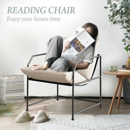 Accent Chair Living Room Chairs Accent Chairs Set of 2 Comfy Reading Chair for Bedroom Upholstered Lounge Chair Mid Century Modern Arm Chair Side Sofa Chair Armchair Waiting Room Chairs(Cream, 2) - color: Cream