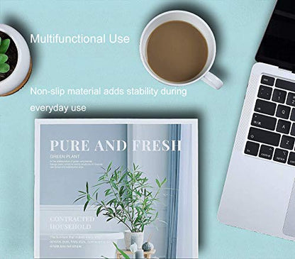 SUJAYU Dual Sided PU Leather Desk Pad, Mouse Pad, Office Desk Mat, Non-Slip Laptop Desk Pad, Waterproof Desk Writing Pad for Office and Home (23.6" x 11.8", Light Blue+Sliver) - color: Light Blue+sliver, size: 11.8" x 23.6"