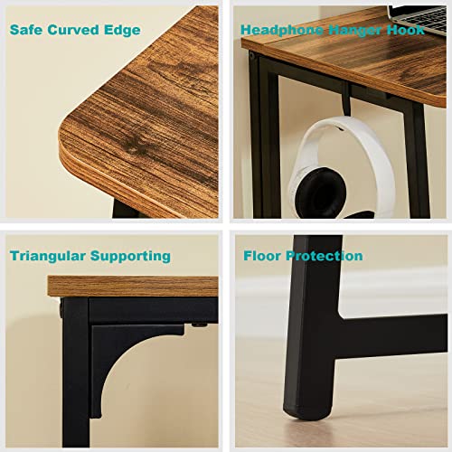 WOHOMO Folding Desk, 31.5" Foldable Computer Table for Small Spaces, Walnut - color: Brown, size: Small Size:31.5 x 15.7