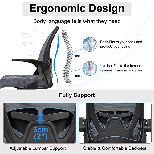 Primy Drafting Chair Tall Office Chair with Flip-up Armrests Executive Ergonomic Computer Standing Desk Chair with Lumbar Support and Adjustable Footrest Ring（Dark Gray） - color: Dark Gray, size: 934-Z