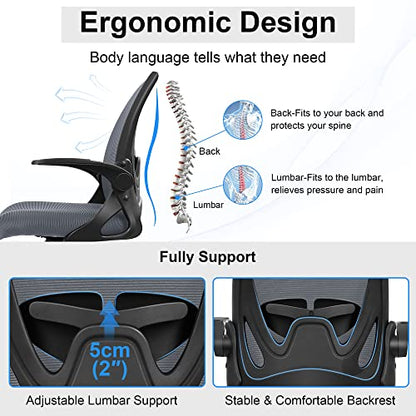 Primy Drafting Chair Tall Office Chair with Flip-up Armrests Executive Ergonomic Computer Standing Desk Chair with Lumbar Support and Adjustable Footrest Ring（Dark Gray） - color: Dark Gray, size: 934-Z