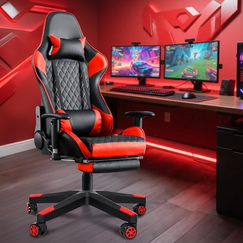 28" Heavy Duty Nylon Gaming Office Chair Base Replacement Part with Wheels | Computer Chair Base Legs with 5 Casters - color: Red