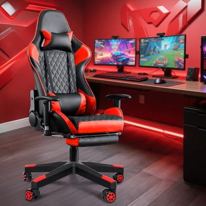 28" Heavy Duty Nylon Gaming Office Chair Base Replacement Part with Wheels | Computer Chair Base Legs with 5 Casters - color: Red