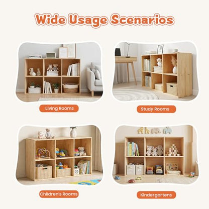 6 Cube Storage Organizer - Solid Wood Bookshelf for Bedroom, Living Room | Vertical or Horizontal Bookshelf Organizer | Open Book Shelf | Easy Assembly | 35.43''Lx11.81''Wx23.62''H (6-Cube) - size: 6-Cube