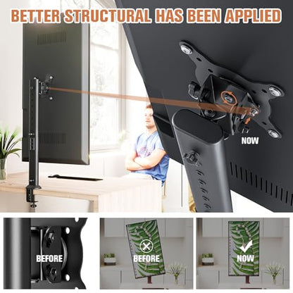 HEMUDU Single Tall Desk Monitor Arm Mount Stand Fit for 27 inch to 42 inch Flat Curved Computer Screen with Swivel, Height Adjustable, Rotation,Holds up to 77lbs, Black - size: 27 inch - 42 inch