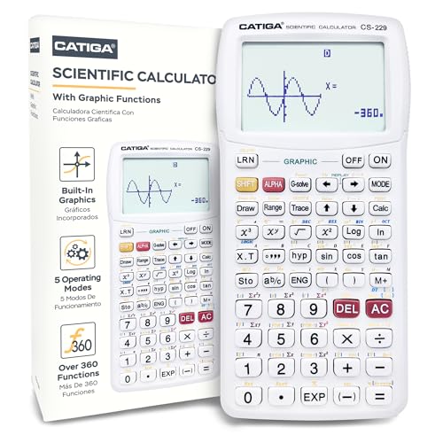 CATIGA Scientific Calculator with Graphic Functions - Multiple Modes with Intuitive Interface - Perfect for Students of Beginner and Advanced Courses, High School or College - color: 3) White