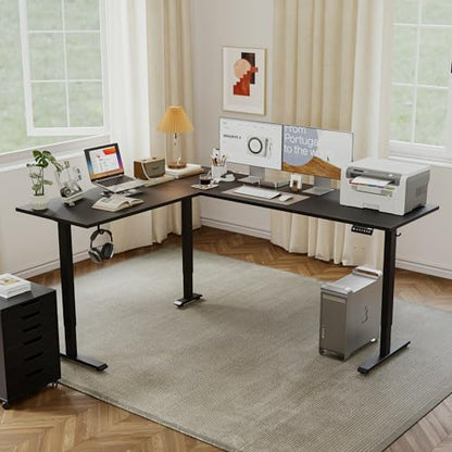 Agilestic 75 x 61 Inch L Shaped Electric Standing Desk, Black - color: Black, size: 75x61 Inch