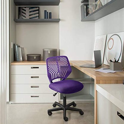 Topeakmart Armless Small Office Desk Chair, Adjustable Height Swivel, Purple - color: Purple