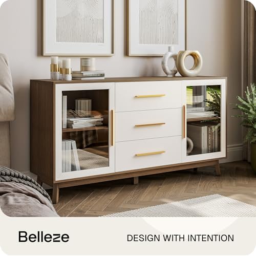 BELLEZE 60" Troy Sideboard Buffet Cabinet - White - color: 60''white, size: 1