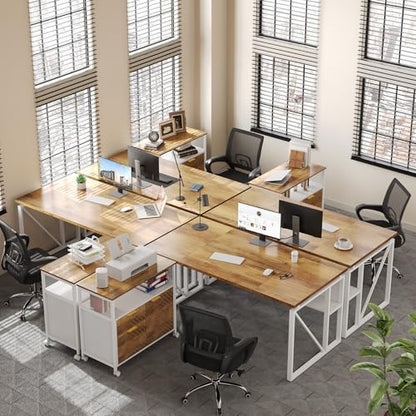 LITTLE TREE 63-Inch Office Desk with 31.5-Inch Lateral File Cabinet, Study Writing Desk Computer Desk for Home Office - color: Rustic