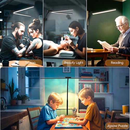 Dual Head LED Floor Lamp, 24W 2400LM with Remote Control