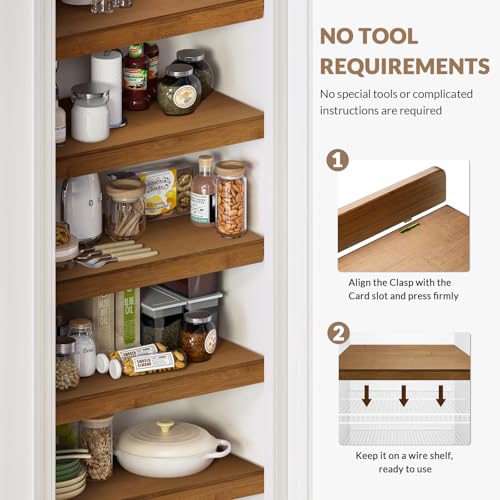 Gashell Wire Shelf Covers, Bamboo Wire Rack Covers for Pantry, Closet (4pcs, 25" W x 12" D) - size: 25"W x 12"D