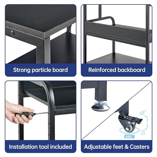 Fannova 32.3"x18.9" Extra Large Printer Stand with Adjustable Storage Shelf - color: Black, size: 32.3"W x 18.9"D x 32.1"H