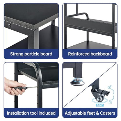 Fannova 32.3"x18.9" Extra Large Printer Stand with Adjustable Storage Shelf - color: Black, size: 32.3"W x 18.9"D x 32.1"H