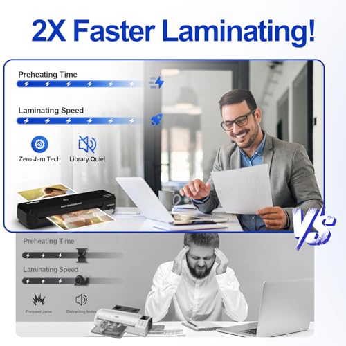 9 inch Laminator Machine with 40 Laminating Sheets | Laminator with NTC Technology Continuous Operation and Quick 2-Min Warm-Up for Home,Office,School Use-Black - color: Black