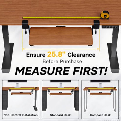 BONTEC KMT01 Under Desk Keyboard Tray, Pull-Out Keyboard & Mouse Platform with C-Clamp, 25.6 x 11.8 in Space-Saving Ergonomic Slide-Out Drawer, Walnut - color: Walnut, size: 25.6" x 11.8"