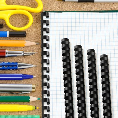 Yunsailing 150 Pack Plastic Binding Combs Plastic Binder Comb Ring 19 Ring Binding Spines Letter Size Spiral coils for Notebook Calendar(5/8 in,Black) - color: Black, size: 5/8 In