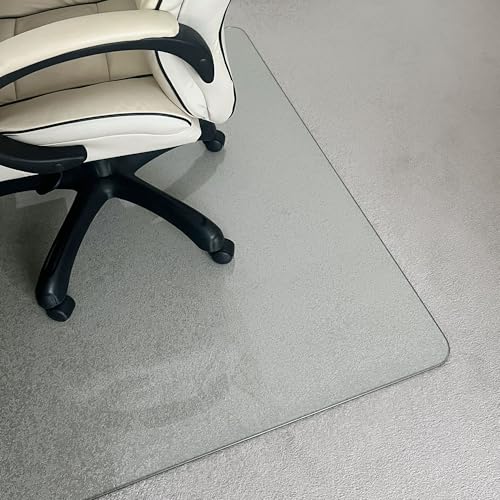 Marvelux Tempered Glass Office Chair Mat for Carpet & Hardwood Floors Clear Carpeted & Hard Floor Protector, Executive Thick Chair Mat for High & All Pile Carpets & Hard Wood with No Slip Pads 36”x40”