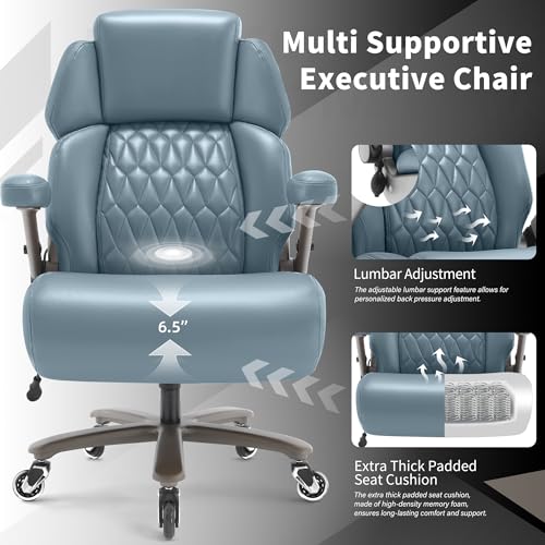 Big and Tall Office Chair 700lbs, Ergonomic High Back Computer Desk Chair - color: Blue