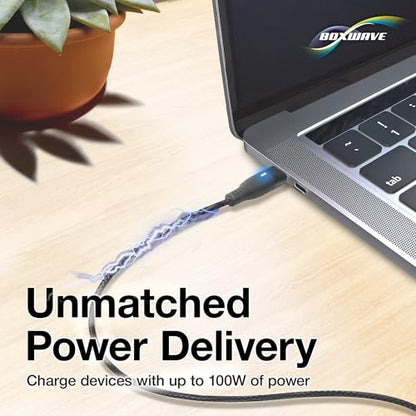 BoxWave Cable Compatible with Logitech Spotlight Presentation Remote - MagnetoSnap PD AllCharge Cable (100W), Magnet Charging Braided USB Type-C Micro - Jet Black