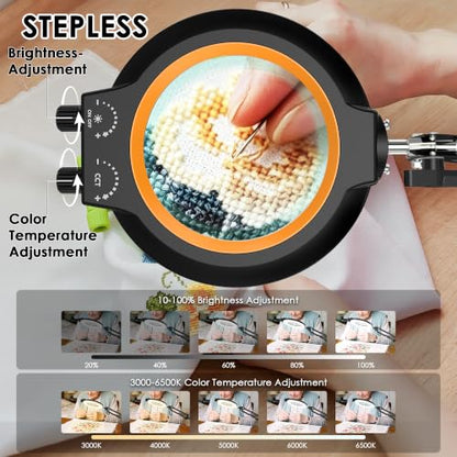 12X Magnifying Glass with Light and Stand Hands Free, Long Swing Arm Lighted Magnifier Lamp for Close Work, Dimmable Desk Magnifying Light with Clamp for Soldering Craft Jewelry Bench Sewing - size: 43in