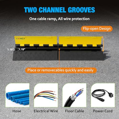 CXRCY Rubber Ramp Cable Protector Ramps Wire Hose Protective 2 Channel Traffic Rubber Plastic Cord Cover Speed Bump for Asphalt Concrete Gravel Driveway Outdoor, 1 Pack - size: 1 Pack 2 Channel
