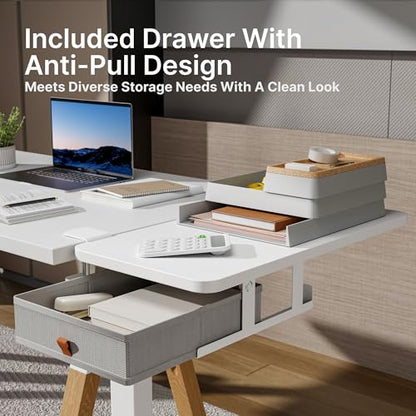 PEGZONE Desk Extender Tray, 24" x 12", with Storage Drawer, Medium, White - color: White, size: Medium