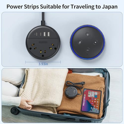 2 Prong Power Strip with 10ft Extension Cord, NTONPOWER 1875W/15A, 180° Rotating Plug, 2 Prong to 3 Prong Outlet Adapter, Wall Mountable, 3 AC Outlets & 2 USB A & 2 USB C, Ideal for Older House Office - size: 10ft