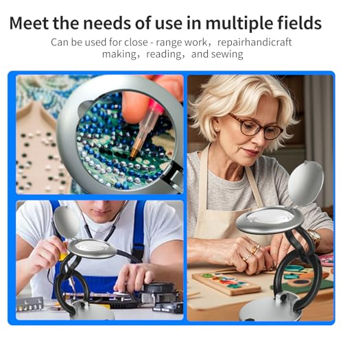 10X Lighted Magnifying Glasses for Close Work, Compact Foldable Magnifier for Reading Fine Print, Miniatures, Coins, Jewelry - size: 60mm