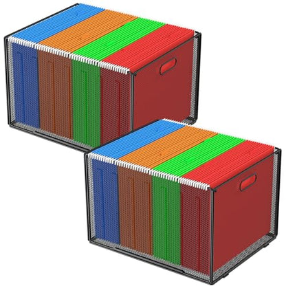MaxGear Hanging File Organizer Box,Letter Size File Folder Organizer,2 Pack - style: Full Mesh-2 Pack