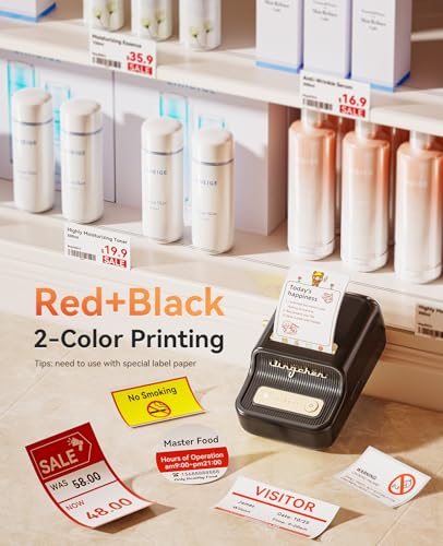 NIIMBOT Label Maker, B21 Pro 300DPI HD Sticker Printer for Photos, Black | Red&Black Dual-Color Printer, Bluetooth Sticker Maker for Notes, Study Graphics, Memo Maker, Come with 2'' x 1.2'' Label Roll - color: Black