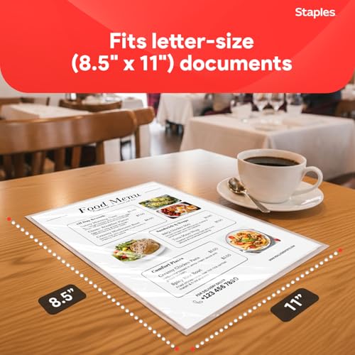 Staples 2425553 5 mil Thermal Laminating Pouches Letter 300 Pack - size: 5 Mil, style: 300 Pack