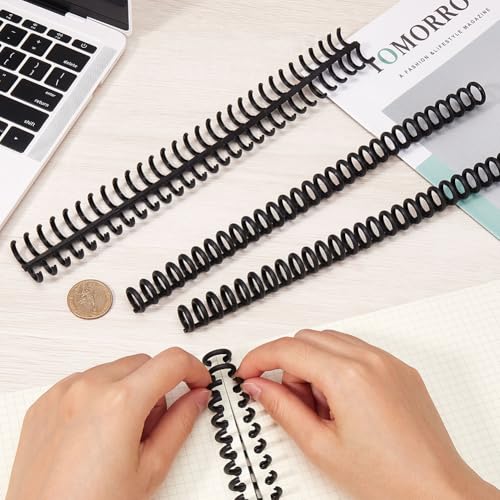 GORGECRAFT 12Pcs Binding Combs Spines 30 Rings Black Plastic Coil Machine Wire Twin Spiral Trimmable Book Binder Adding Pages for Teacher Student Document Notebook File Making 1/2 Inch