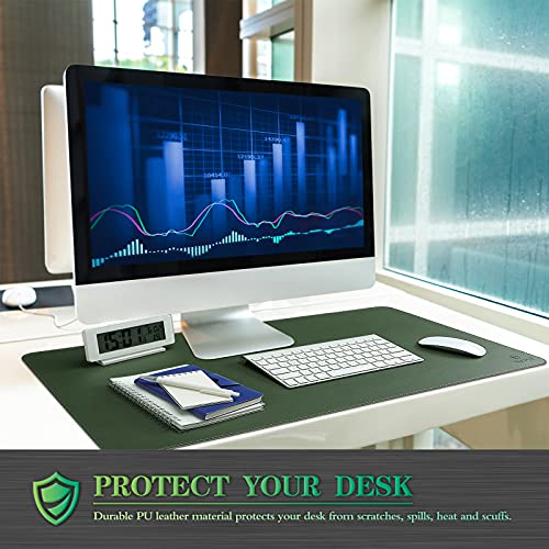 K KNODEL Large Sewing Leather Desk Mat, Desk Pad (Dark Green, 35.4" x 17") - color: Dark Green/Gray, size: 35.4" x 17"