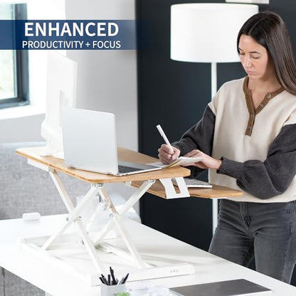 VIVO Real Bamboo 32 inch Standing Desk Converter, DESK-V000KO - color: Bamboo, size: 32"