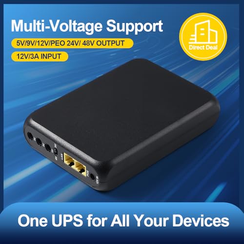 48Wh UPS Battery Backup, DC 5V/9V/12V & Passive POE 24V/48V | Uninterruptible Power Supply for WiFi Router, Modem, ONU, CCTV Camera, USB-A & USB-C