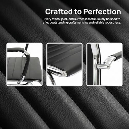 HNY 6-Pack PU Leather Office Guest Chairs - color: Black, size: 6 PCS