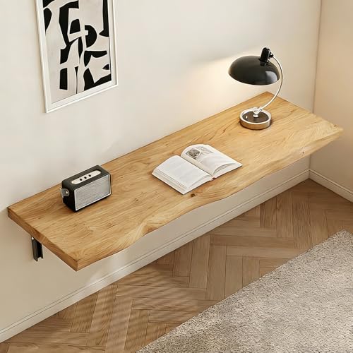 Wall Mounted Folding Table, Solid Wood Live Edge Drop Leaf Design | 300 lb Capacity, Fold Down, Natural Finish, Laundry Room, Home Office, Kitchen, Small Space Solution, 31.5"/80cm - color: Natural Wood, size: 31.5"x17.7"