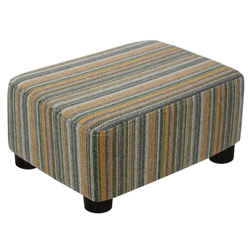 CAROLMADE Small Foot Stool Ottoman Footstool with Legs Under Desk Footrest for Living Room Bedroom and Office,Linen-Stripe Green - color: Stripe Green, size: 11"d X 15.4"w X 8.3"h