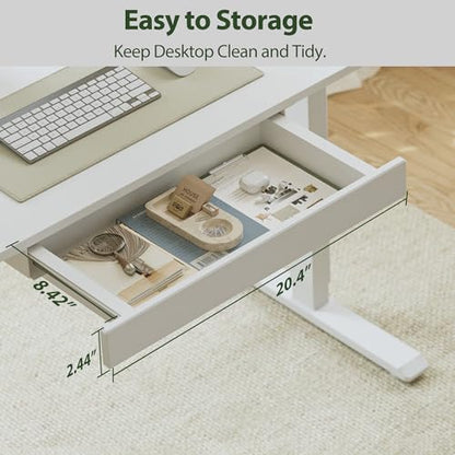 Agilestic 48 * 24 Inch Electric Standing Desk with Under Drawers, White - color: Basic White, size: 48x24 Inch