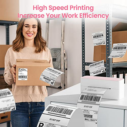 Phomemo Bluetooth Thermal Label Printer, 241BT 4X6 Shipping Label Printer | Wireless Label Printer for Small Business and Shipping Package, Compatible with iPhone, Android, Shopify, Amazon, USPS, Pink - color: Pink