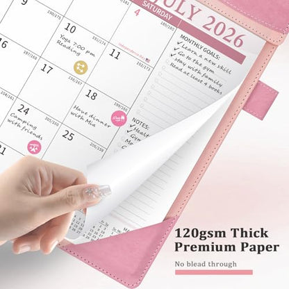 Ospelelf Desk Calendar 2026-2027 Large 12"x17" Leather Monthly Planner Pad with Protective Cover 18 Months Use July 2026 to December 2027 Pink - color: Pink, size: 12" X 17" (July.2026 - Dec.2027)