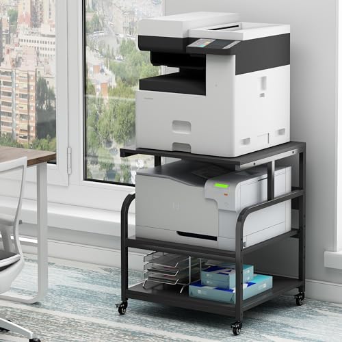 Fannova 25.6"x23.6" Extra Large Printer Stand with Adjustable Storage Shelf - color: Black, size: 25.6"W x 23.6"D x 30.9"H