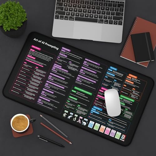 Chat GPT Cheat Sheet Desk Mat | How to Write an Effective Prompt Using Chatgpt, Copilot Cheat Sheet Large Desk Mat for Keyboard and Mouse | 12x22 in - size: 12" x 22"
