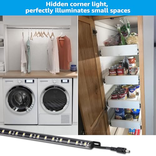 TORCHSTAR 4pcs 12 Inch LED Safe Lighting Kit, Motion Sensor, 5000K | UL Power Adapter, Input 100-240V, Linkable Gun Safe Light Bars, 600LM, for Under Cabinet Locker Closet Showcase, Daylight - color: Daylight (5000K)